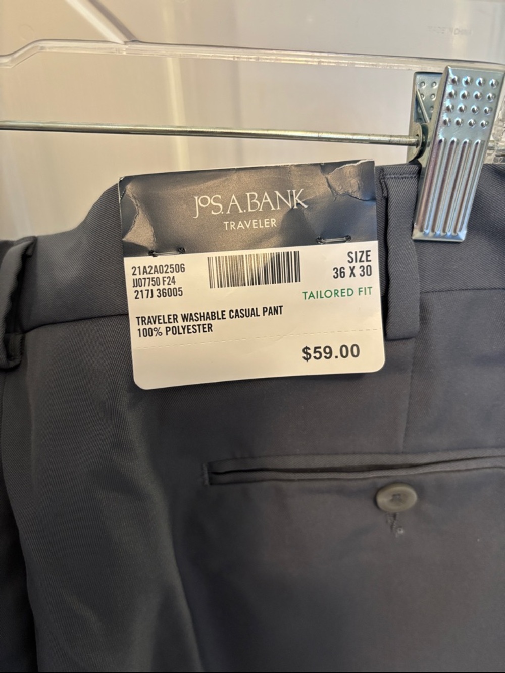 Jos. A. Bank Traveler Tailored Fit Pants - grey